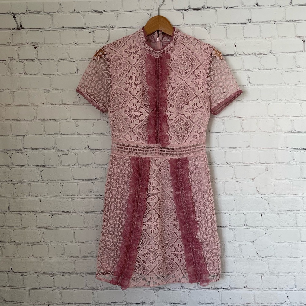 True Decadence Pink/Purple Petite Lace Mini Dress size 8